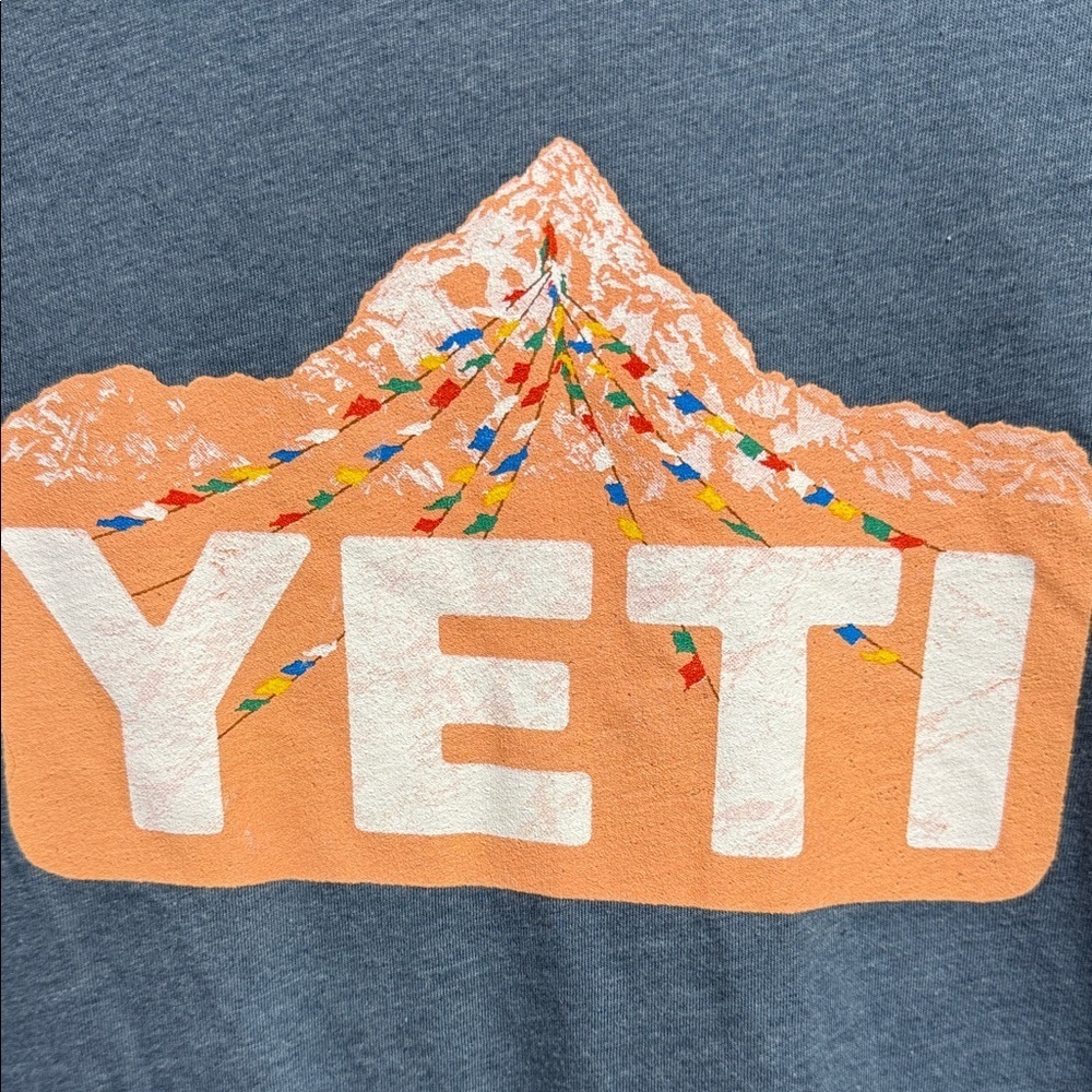 YETI Men's Heather Blue Tee with Orange Graphic - Picture 4 of 6